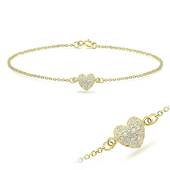 Gold PlatedHeart with CZ Stones Silver Bracelet BRS-171-GP